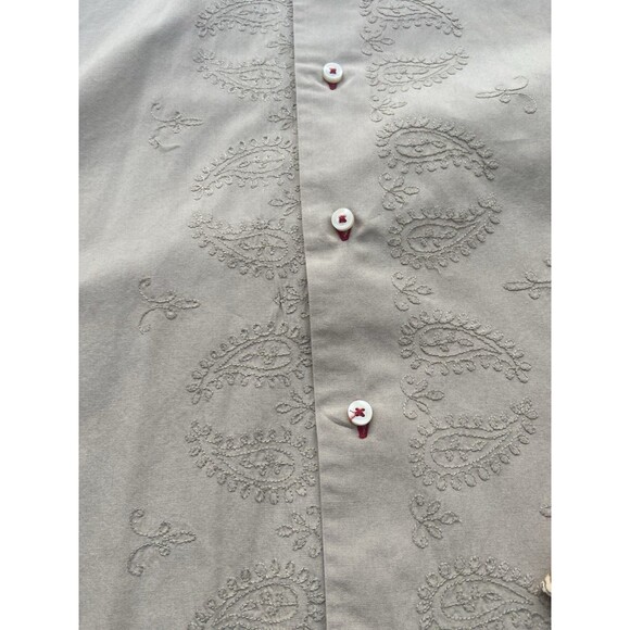 Zara Men’s XL Embroidered Paisley Dress Shirt Beige Cotton Contrast Cuff Turkey - Picture 6 of 16